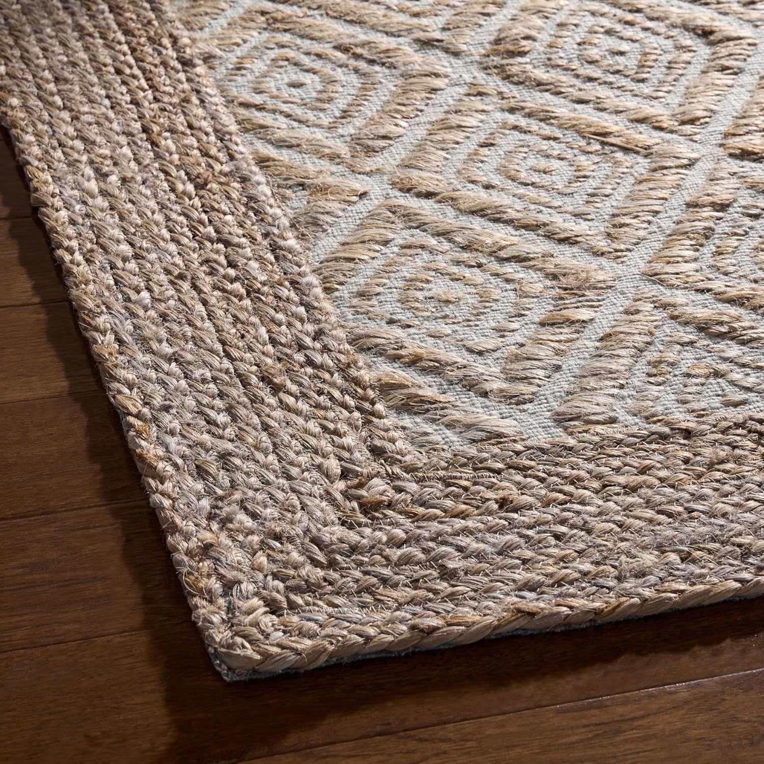TOWN & COUNTRY TERRA Nalani Textured Diamond Hand-Knotted Jute Area Rug, Brown, 6'x9' Y381