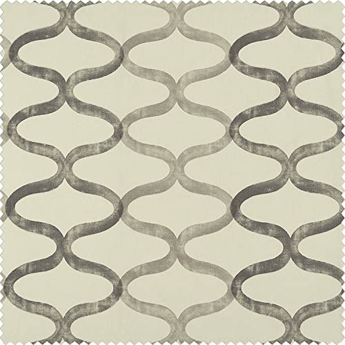 HPD Half Price Drapes Grommet Wavy Geometric Printed Curtains 108 Inches Long Cotton Curtains 1 Panel Room Darkening Window Curtains 50W x 108L Wavy Silver Grey G8137