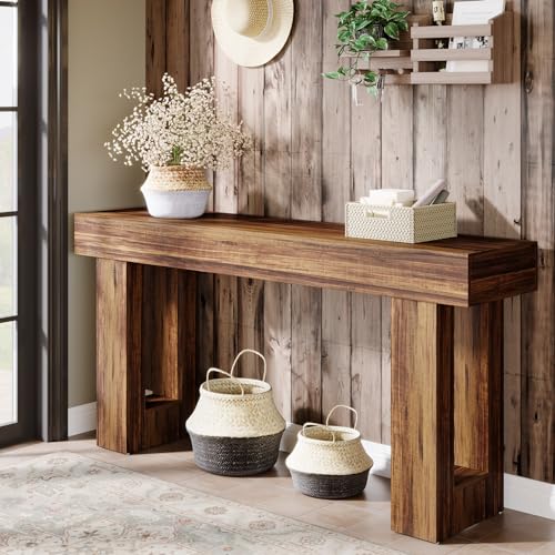 Tribesigns 63-Inch Console Table, Farmhouse Wooden Sofa Table, Rustic Brown V219