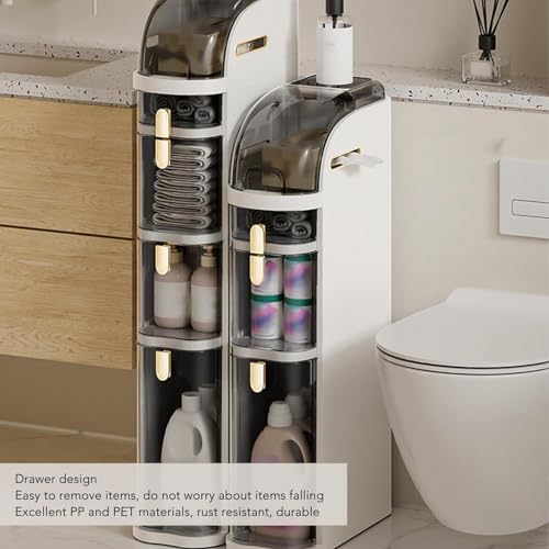 Narrow Bathroom Floor Storage Cabinet with Clear Drawers for Small Spaces W98988