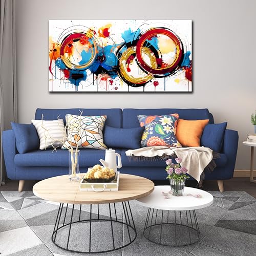 Colorful Abstract Canvas Wall Art 24" x 48" for Living Room and Bedroom Z788854