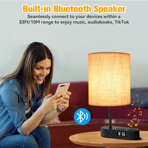 4-in-1 Touch Control Bedside Lamp with Bluetooth Speaker, Digital Clock, and USB Charging I301992