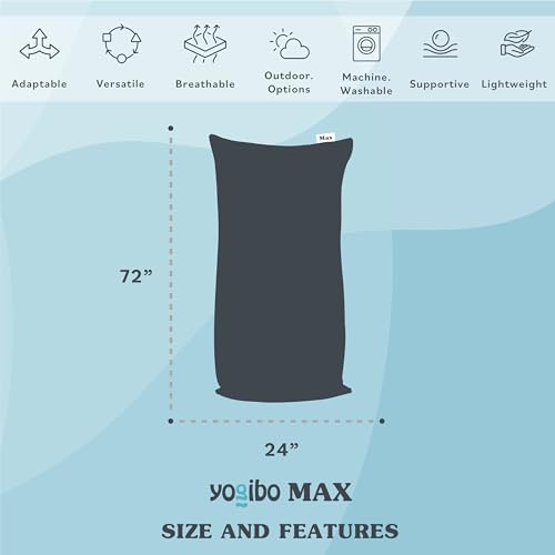 Yogibo Max 6-Foot Beanbag Chair with Washable Cover, Turquoise J68575