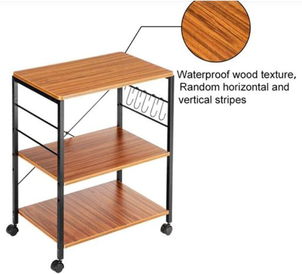 3-Tier Vintage Rolling Microwave Cart with Side Hook L283