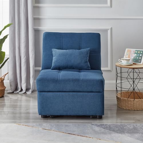 Linen Fabric Sleeper Chair Bed with Adjustable Backrest and Pillow I239644