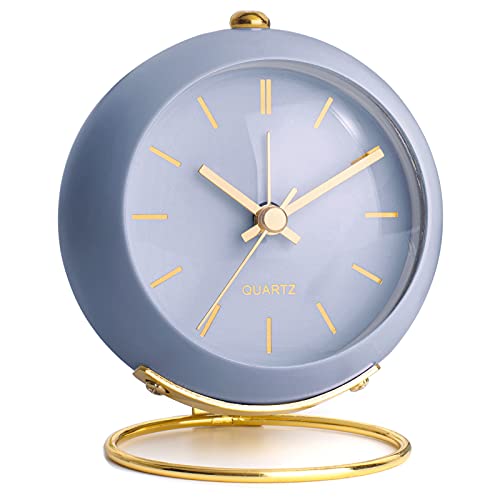 AYRELY® Battery Operated Desk Alarm Clock with Light,Silent No Ticking,Small Table Clock for Bedside/Bedroom/Living Room/Office/Travel/Kids/Room Decor Aesthetic Vintage(Cream)