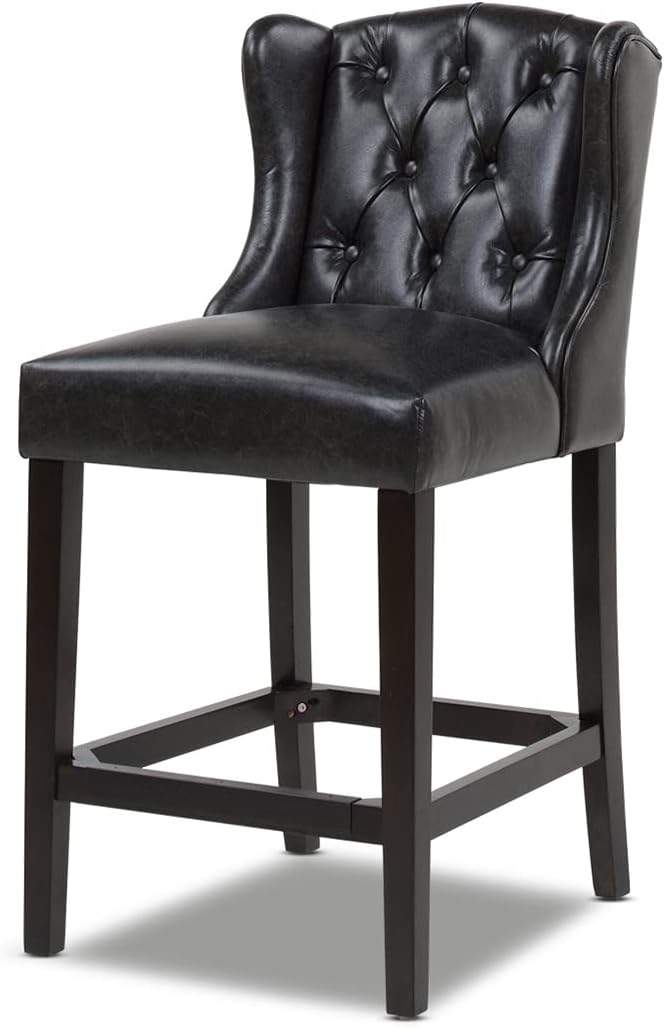 Jennifer Taylor Home Richmond 26" Armless Wingback Tufted Counter Height Bar Stool, Faux Leather W6950