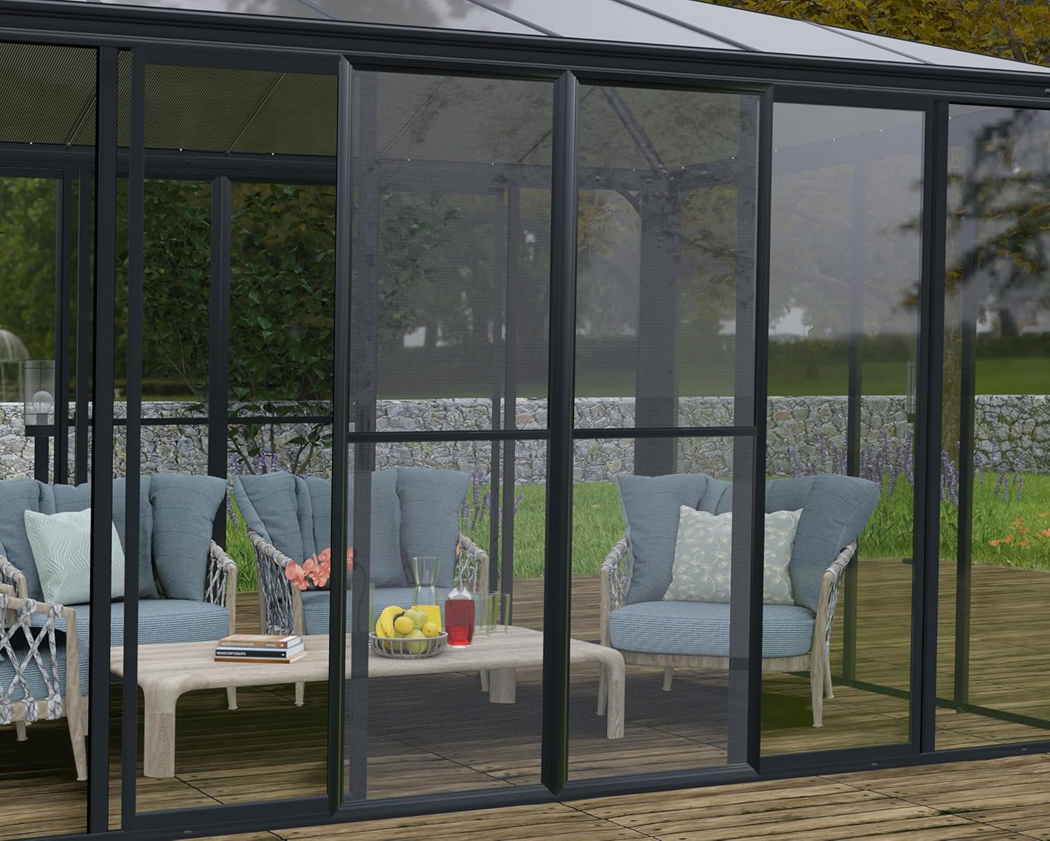Palram Canopia SanRemo 13x14 Enclosed Patio Cover with Screen Doors, Gray U9420