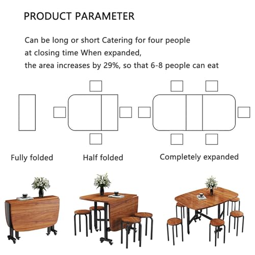 Wood Extendable Dining Table with Wheels, Brown 120x80x75CM V1868