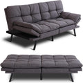 MUUEGM Futon Convertible Memory Foam Couch Bed, Modern Sleeper Sofa for Living Room Adjustable Armrests Backrests, Futon Sets for Compact Spaces Offices Apartments Dorm Bonus Room,Grey