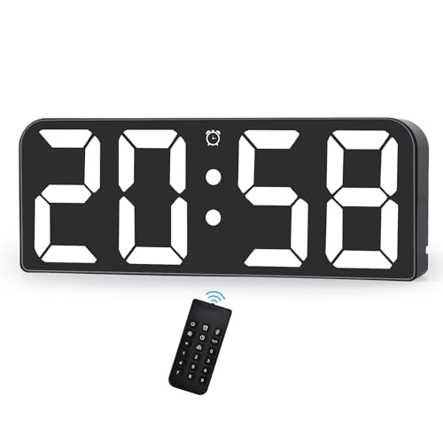 SZELAM Digital Wall Clock 9.6" LED Alarm Clock with Remote Control, Red P288621