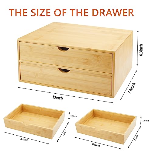 Bamboo Desk Organizer with 3 Drawers for Home Office D797