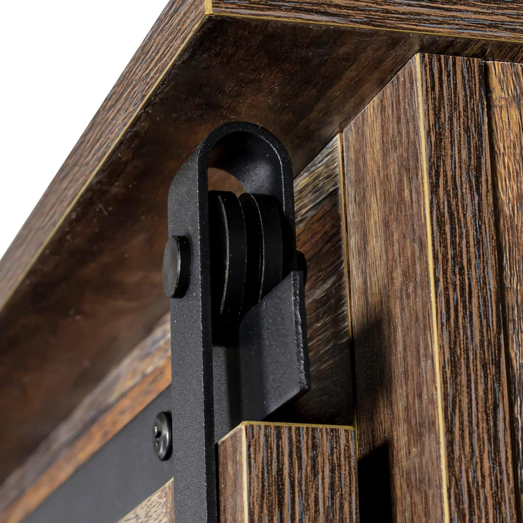 Tall Storage Cabinet Country Wood with Sliding Door U244789