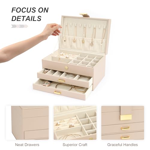 Jewelry Drawer Organizer, 6 in 1 Stackable Trays, 4 Drawers, White O634102
