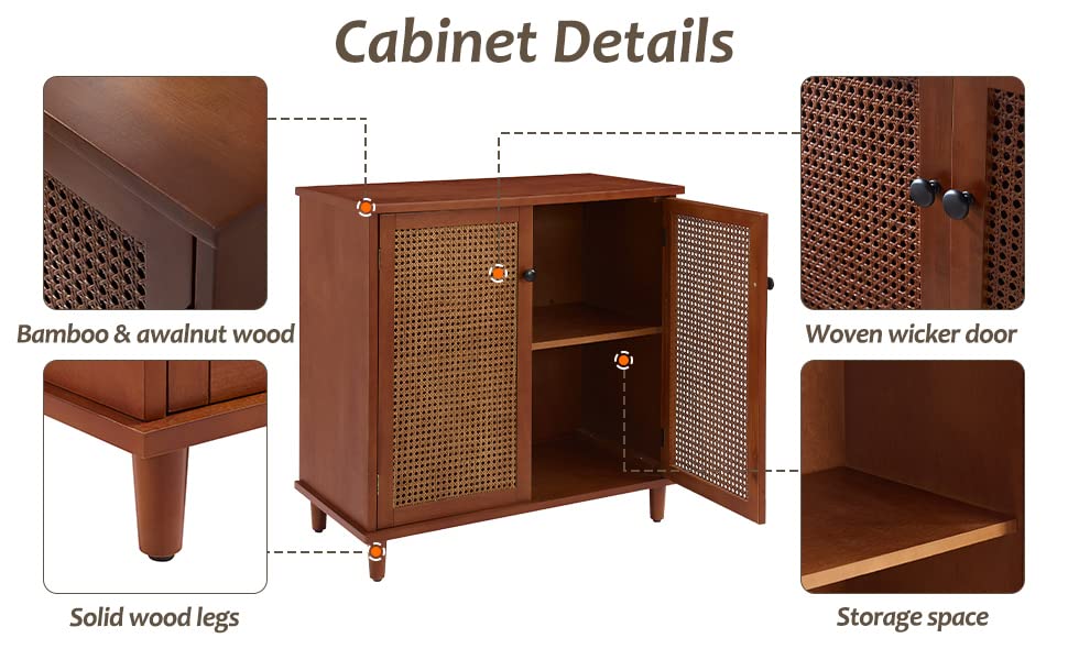 Zouron Entryway Cabinet with Metal Handle Doors, Wood Accent Storage B5162