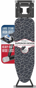 Bartnelli Ironing Board | Ultimate Iron Board Experience with Convenient Iron/Steam Rest | 13x43 Ironing Surface | Reinforced Steel Legs, Adjustable Height, 4-Layer Padding, Patent Folding System