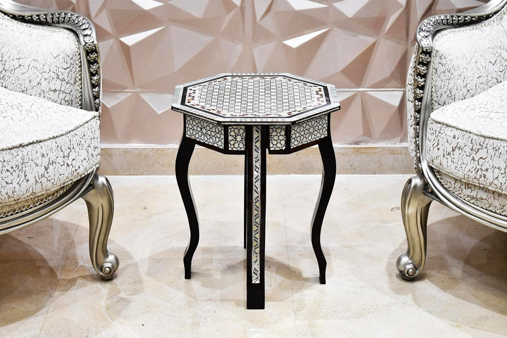 Mother of Pearl Moroccan Wood Octagonal Coffee Table V998