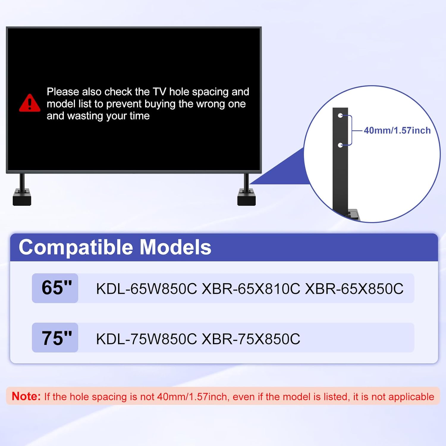 Metal TV Legs for Sony Bravia, 40mm Hole Distance L297357