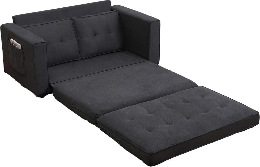 CITYLIGHT 3 in 1 Folding Sofa Bed with Storage Pockets, Linen Convertible Couch, Dark Gray D3261
