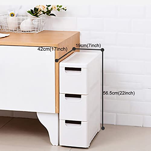 Narrow Storage Drawer Cart, Slim Bathroom Floor Cabinet with Wheels J534094