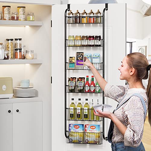 TIMEBAL 8 Tier Over the Door Pantry Organizer with 8 Full Baskets, White V212