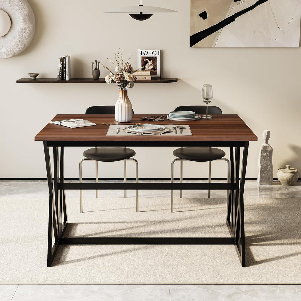 Extendable Drop Leaf High Table, Wood Folding Dining Desk, Walnut Brown C6002
