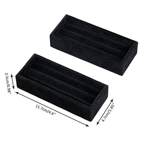 Velvet Jewelry Tray Ring Organizer 2PCS Black Y635