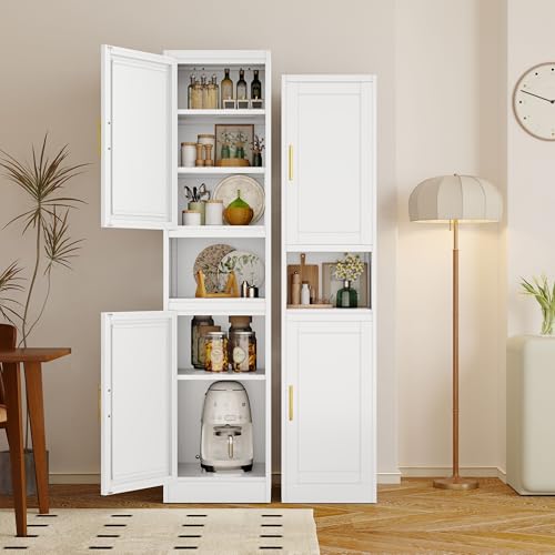 Tall Bathroom Storage Cabinet 71" H Slim Corner with 2 Doors and 3 Shelves N96152