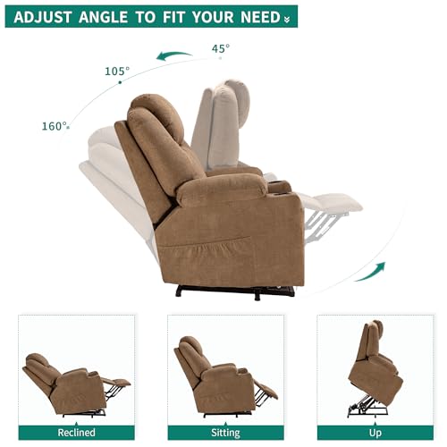 YITAHOME Power Lift Recliner Chair for Elderly with Heat and Massage, Light Brown C170805