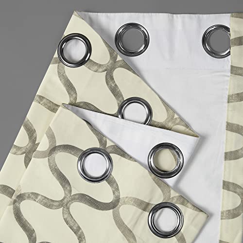 HPD Half Price Drapes Grommet Wavy Geometric Printed Curtains 108 Inches Long Cotton Curtains 1 Panel Room Darkening Window Curtains 50W x 108L Wavy Silver Grey G8137