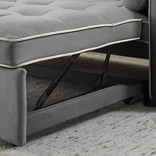 Velvet Sleeper Sofa 54" Convertible Recliner Bed with 2 Pillows, Black M45380