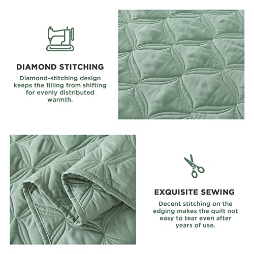 Litanika Twin Size Summer Quilt Comforter Teal - Lightweight Bedspreads & Coverlets Turquoise - 2 Pieces (1 Quilt, 1 Pillowcase) O3575