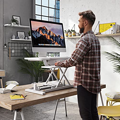 VERSADESK® PowerPro Elite 48" x 24" Electric Standing Desk Converter with Keyboard Tray & USB Hub, Cherry L61149