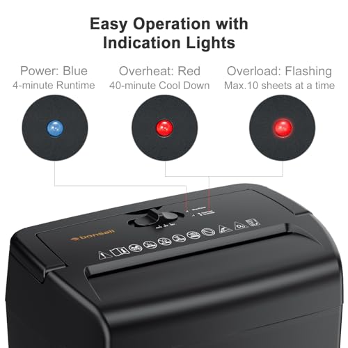 Bonsaii 10-Sheet Cross Cut Paper Shredder for Home Office, C209-D W907