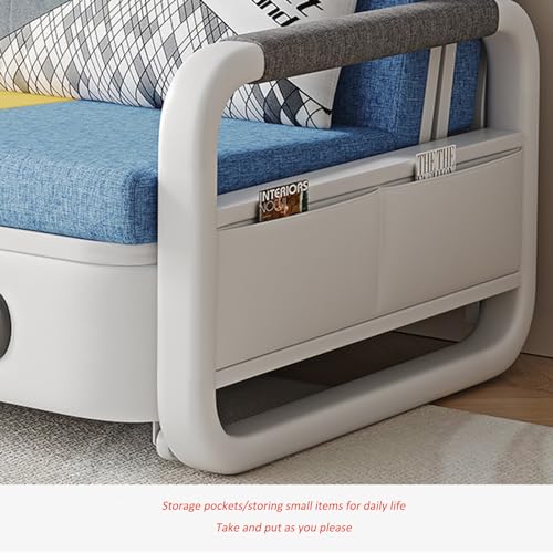 Folding Sofa Bed with Foam Mattress for Living Room, Grey-Yellow-Blue R393