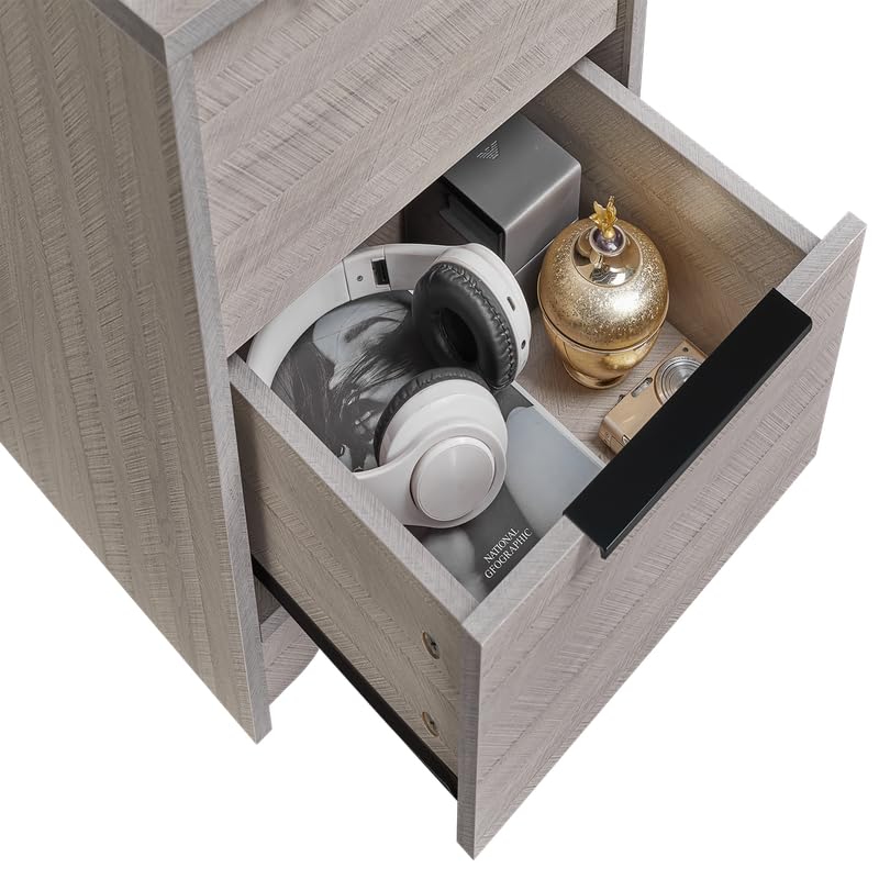 Modern Bedroom Nightstand 2-Drawer End Table Antique Gray Finish Z44798