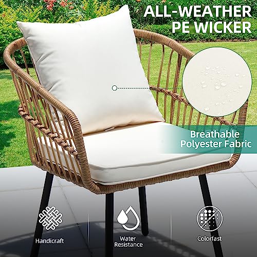 YITAHOME 5-Piece Outdoor Wicker Patio Bistro Set with Footrest and Coffee Table, Black D6223