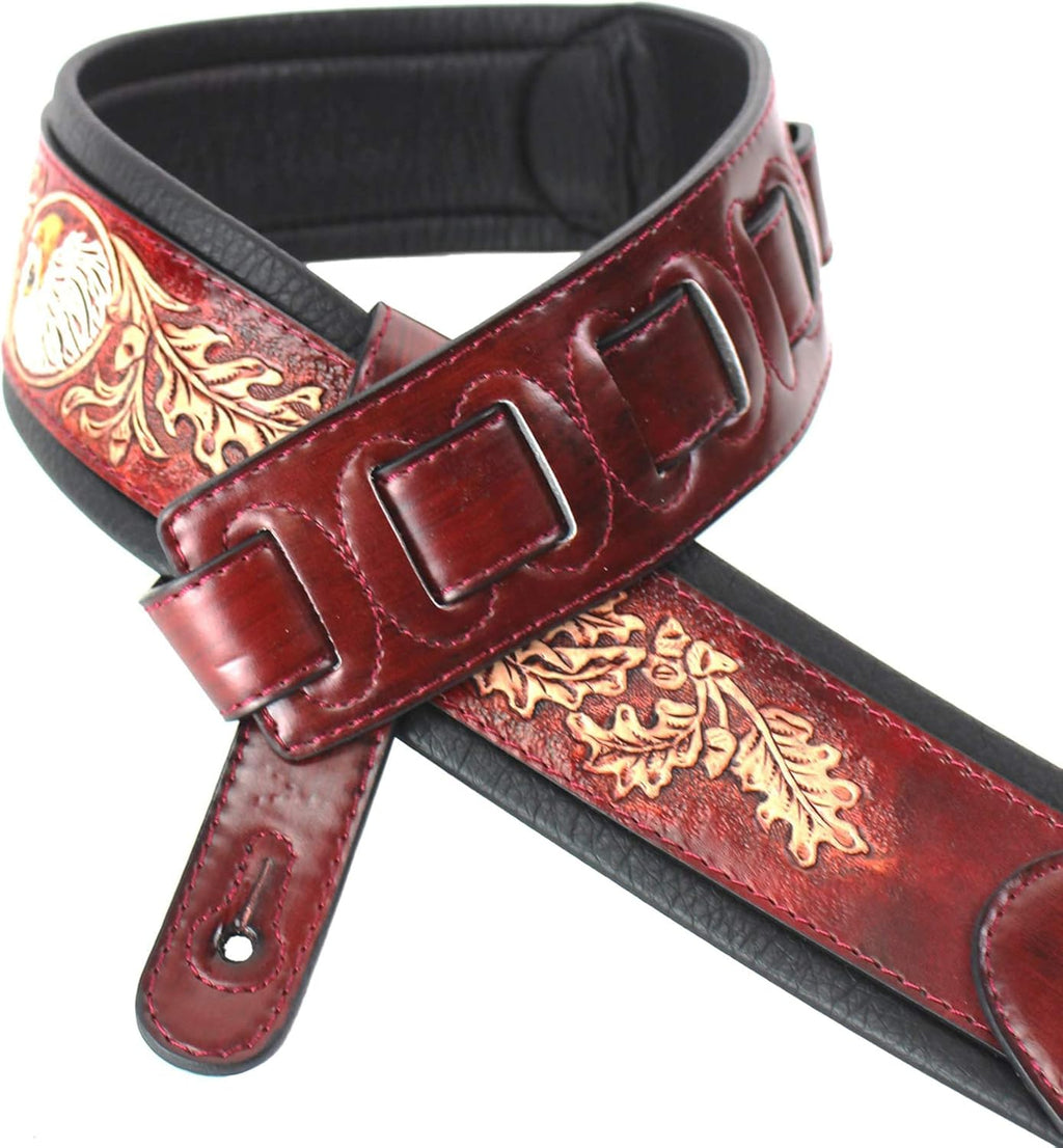 Walker & Williams KB-03-RB Mahogany Brown Full Grain Leather Guitar Strap K387577