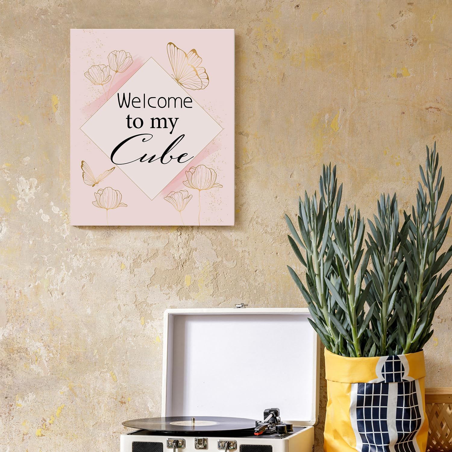 Floral Butterfly Wood Wall Sign, Office Cubicle Decor for Women G12842