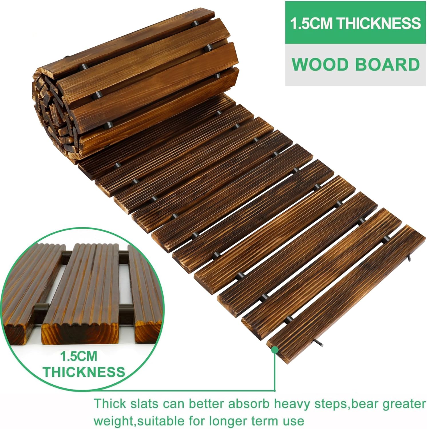 RELIANCER 12' Wooden Garden Pathway Roll Out Cedar Walkway X646275