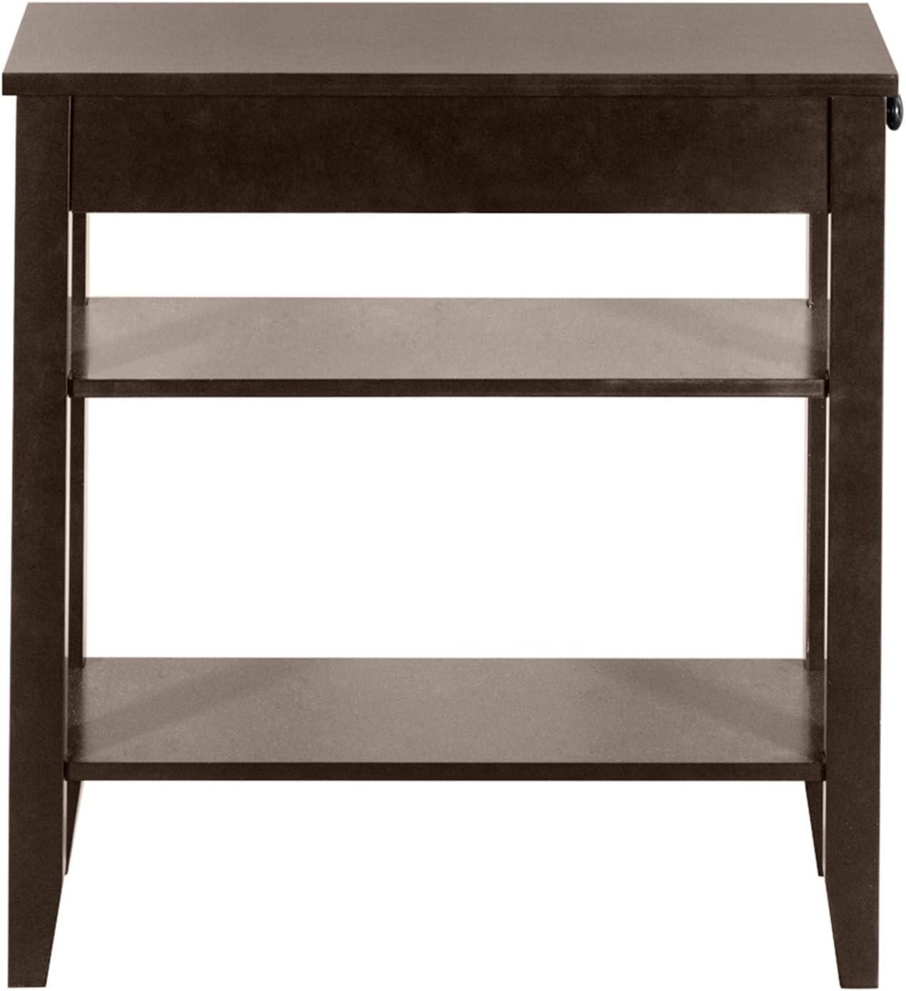 Brown End Table with Drawer and 2-Tier Storage Shelves T491