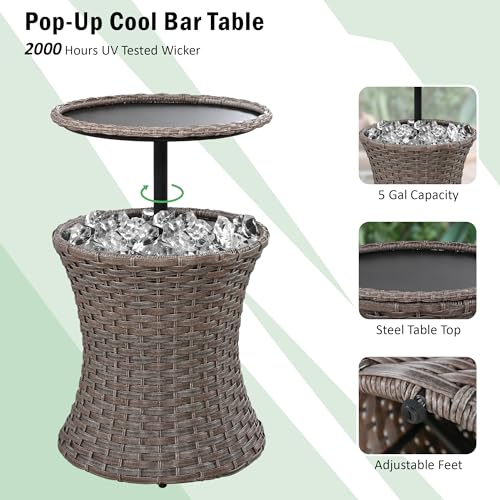 Outdoor Patio Furniture Set with Pet House and Rattan Swivel Rocking Chairs I416112