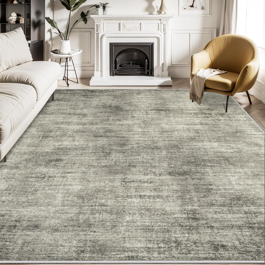 8x10 Area Rugs for Living Room Bedroom: Large Washable Rugs 8x10 Soft Abstract Rug Indoor Floor Non-Shedding Non Slip Carpet for Dining Room Under Table Nursery Farmhouse Home Office (Grey)