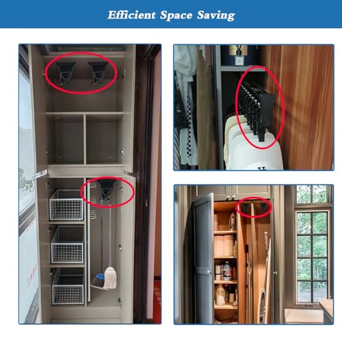 Broom and Mop Holder Storage Rack with Adjustable Hooks for Kitchen Closet D368500
