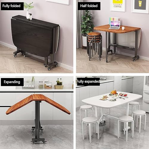 Wood Extendable Dining Table with Wheels, Brown 120x80x75CM V1868