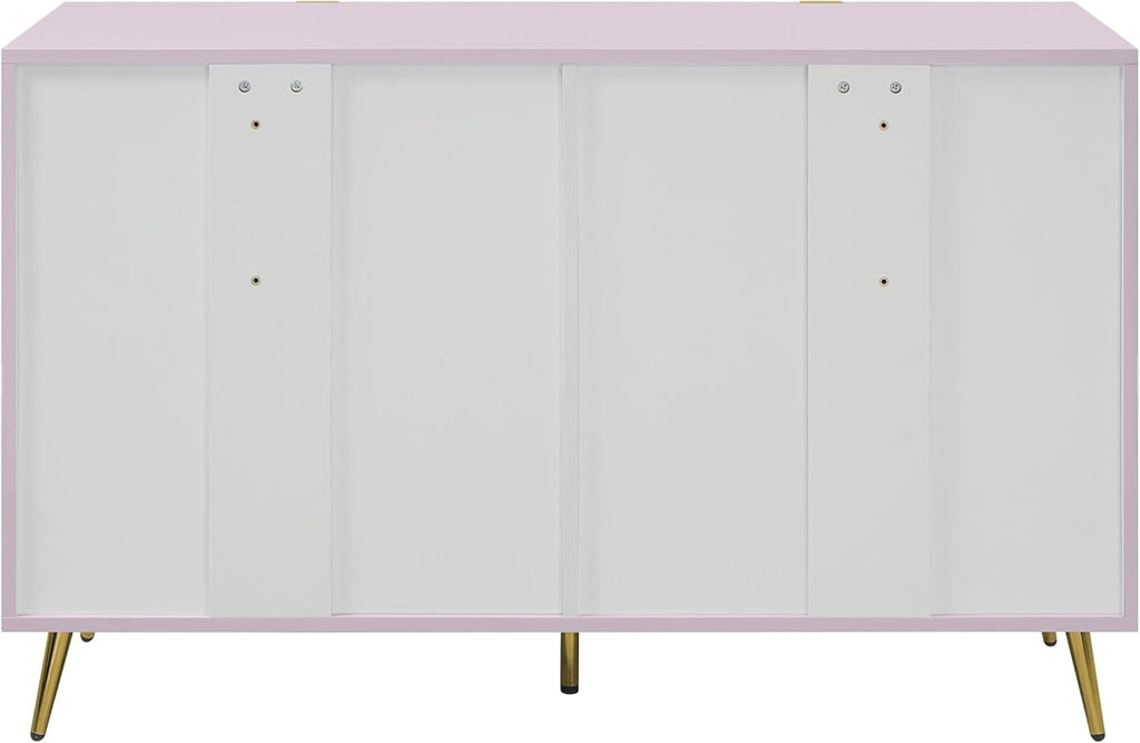Acme Gaines 6-Drawer Pink High Gloss Wood/Metal Dresser D82099