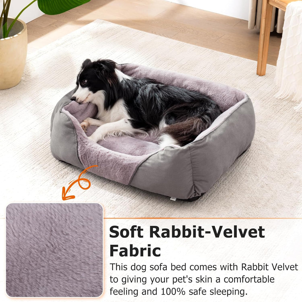 MIXJOY Dog Beds for Small Medium Dogs, Washable Rectangle Pet Bed, Grey U522847