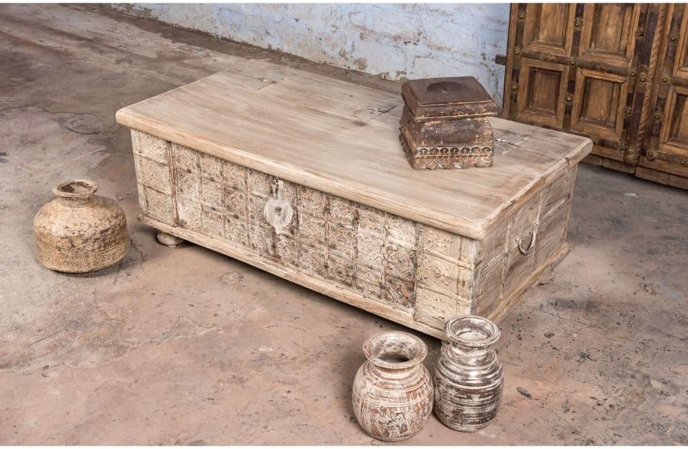Hand Carved Pitara Chest Coffee Table Sideboard Z8831