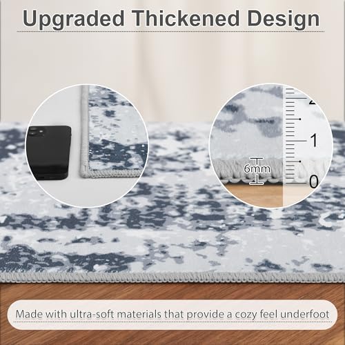 RYB HOME Washable 8x10 Area Rug, Ultra Soft Faux Wool Non Slip, Grey R45690