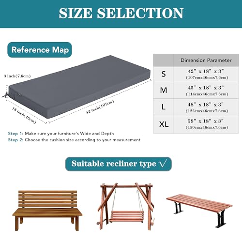 Outdoor Bench Cushions 59 x 18 Inch Waterproof Navy Patio Seat Pad X28138